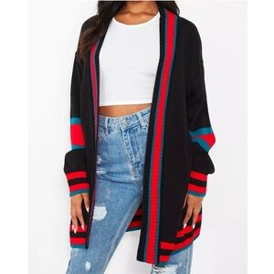 Boohoo Stripe Oversized Cardigan